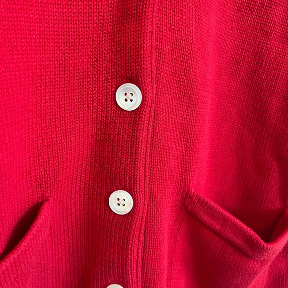 Vintage Ralph Lauren Preppy Mens Cardigan Sweater Size S Red Academia Ivy League - Picture 6 of 8